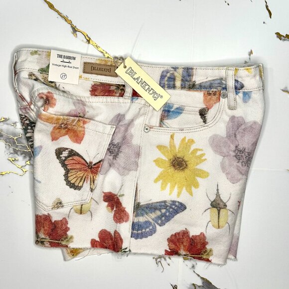 Blank NYC Flowers & Butterfly Jean Shorts, Size 27 - Picture 3 of 8